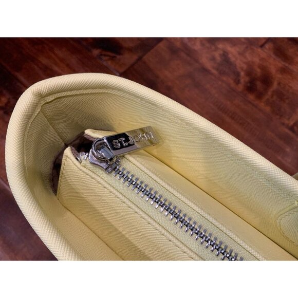 St. John Yellow & Pink Floral Print Leather Large Shoulder Tote Bag - Picture 10 of 10